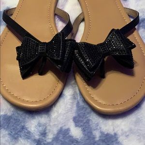 Glitter Bow Flip Flops